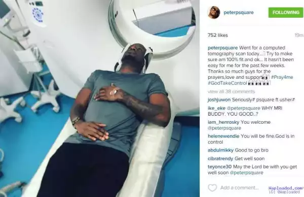 Peter Okoye Pictured In A Hospital, Undergoes Full Body Scan To Check His Health